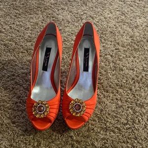 Nina New York Orange Heel with Statement Piece